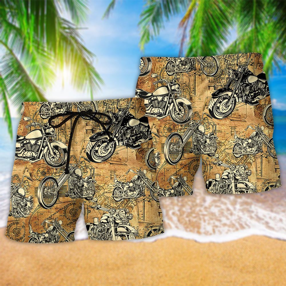 Motorcycle Vintage So Amazing Trendy Aloha Hawaiian Beach Shorts