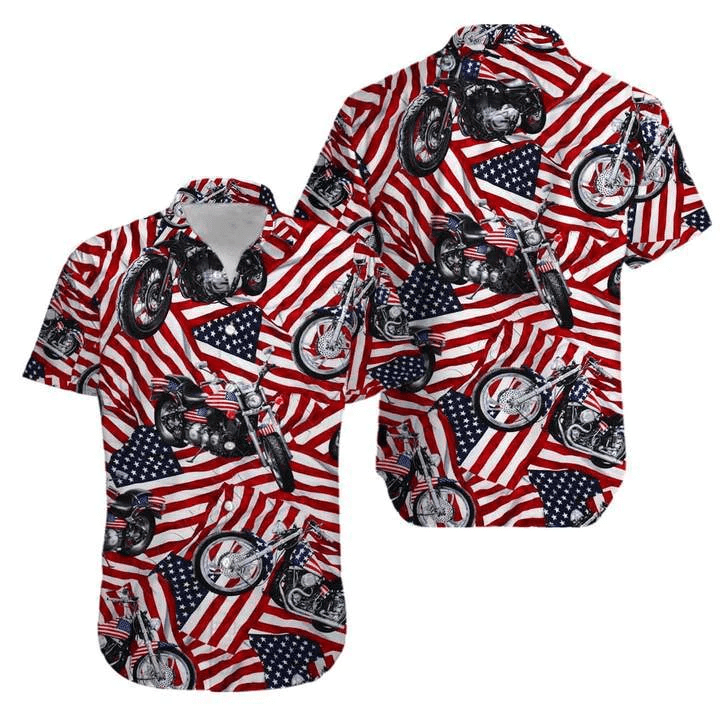 Motorcycles American Flag Trendy Hawaiian Shirt