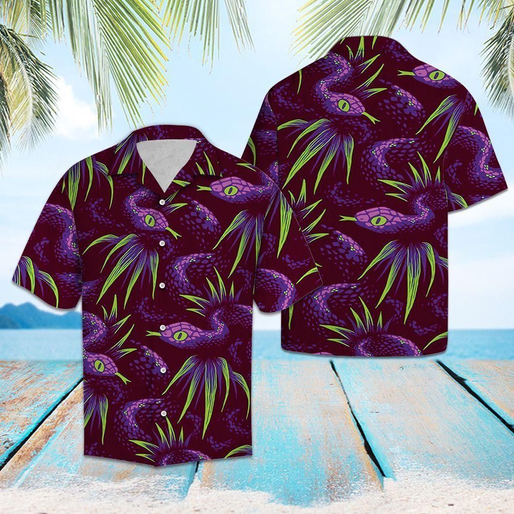 Mr Snake In The Rainforest Purple Trendy Hawaiian Shirt