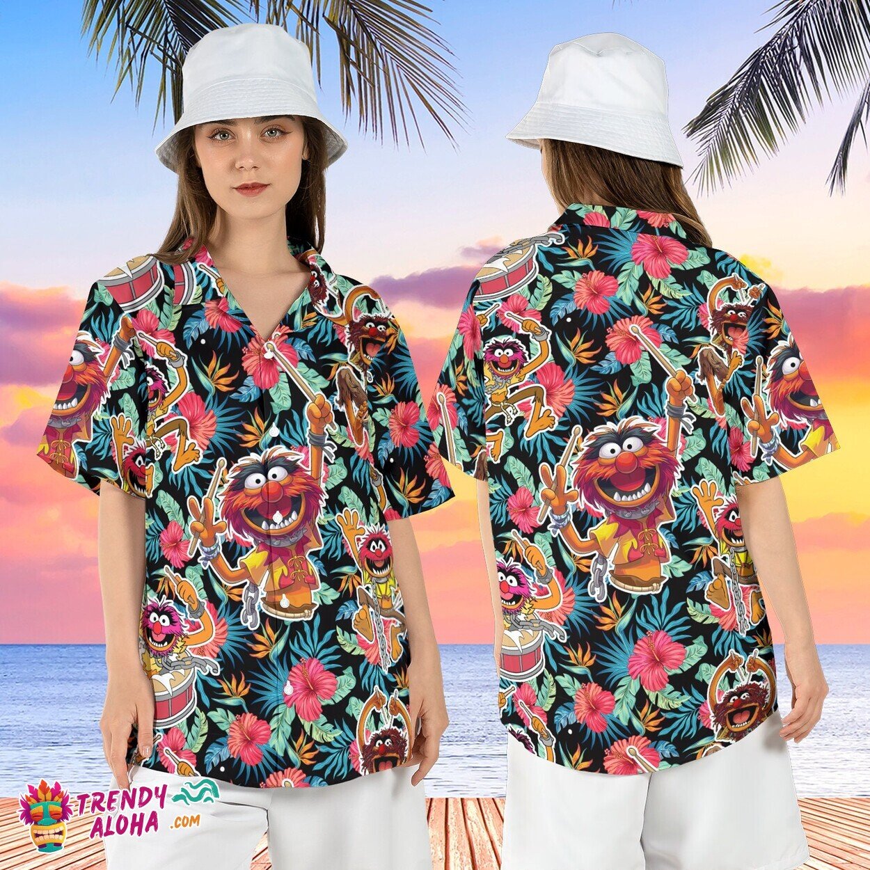 Muppets Animal Drum Show Hibiscus Beach Tropical Shirt
