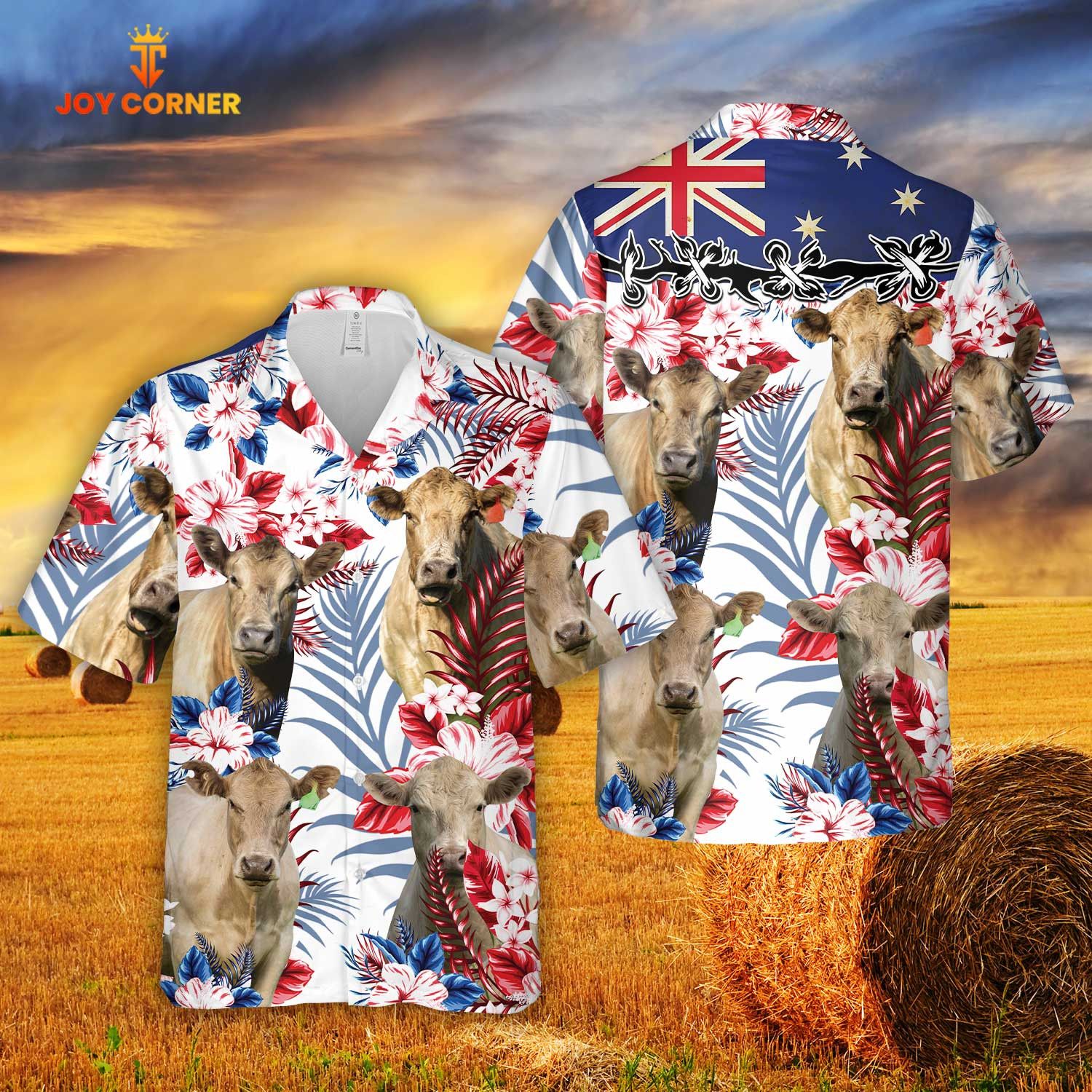 Murray Grey Australian Flag Hawaiian Flowers All Over Printed 3D Hawaiian Shirt