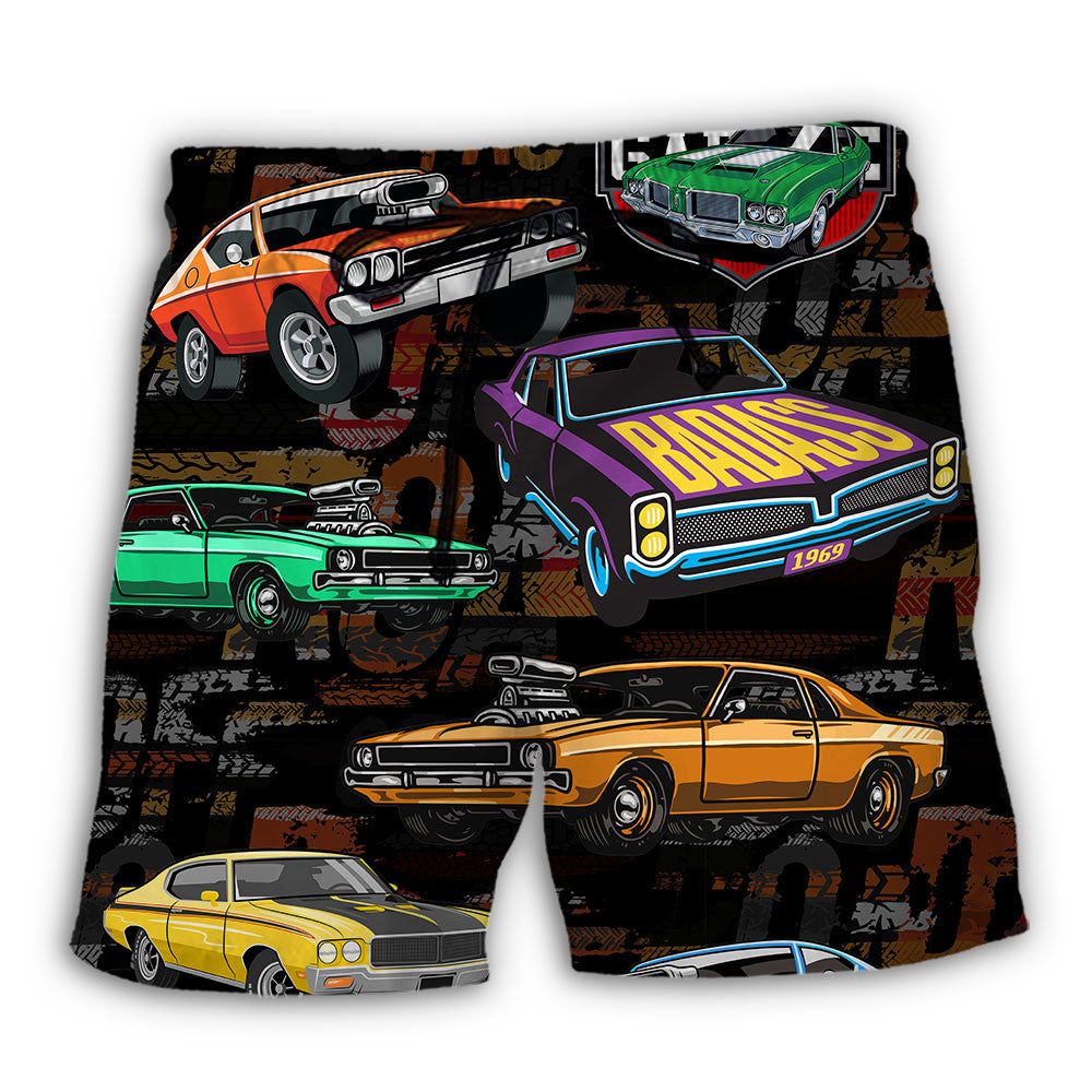 Muscle Car Racing Speed Road Trendy Aloha Hawaiian Beach Shorts Muscle Car Racing Speed Road Trendy Aloha Hawaiian Beach Shorts