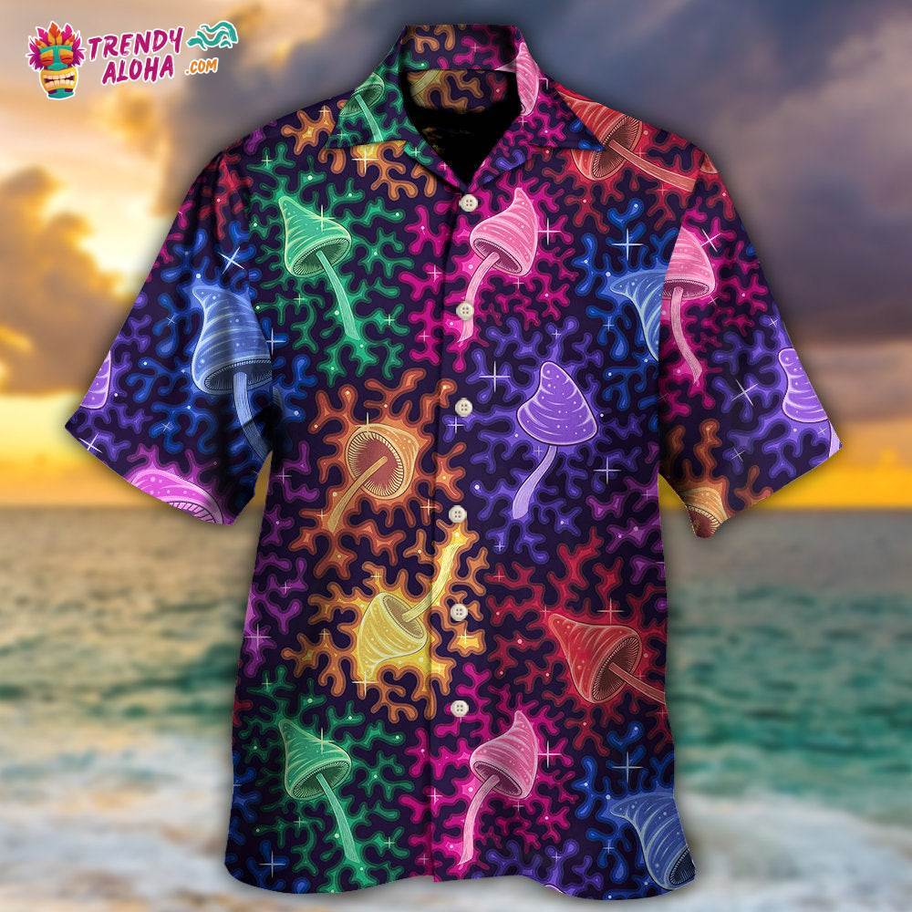 Mushroom Galaxy Rainbow Colorful Bright Hawaiian Shirt – Trendy Aloha