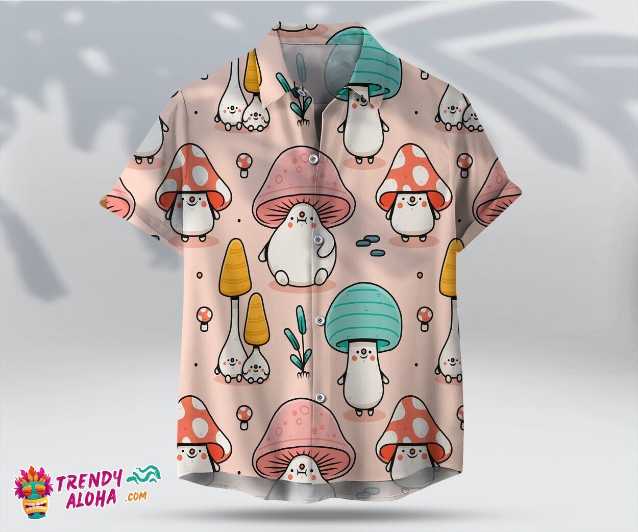 Mushroom Lovers Cute Unisex Hawaiian Shirt Hippie Style Top