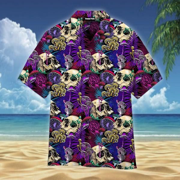 Mushroom Skull Hippie Hawaiian Shirt For