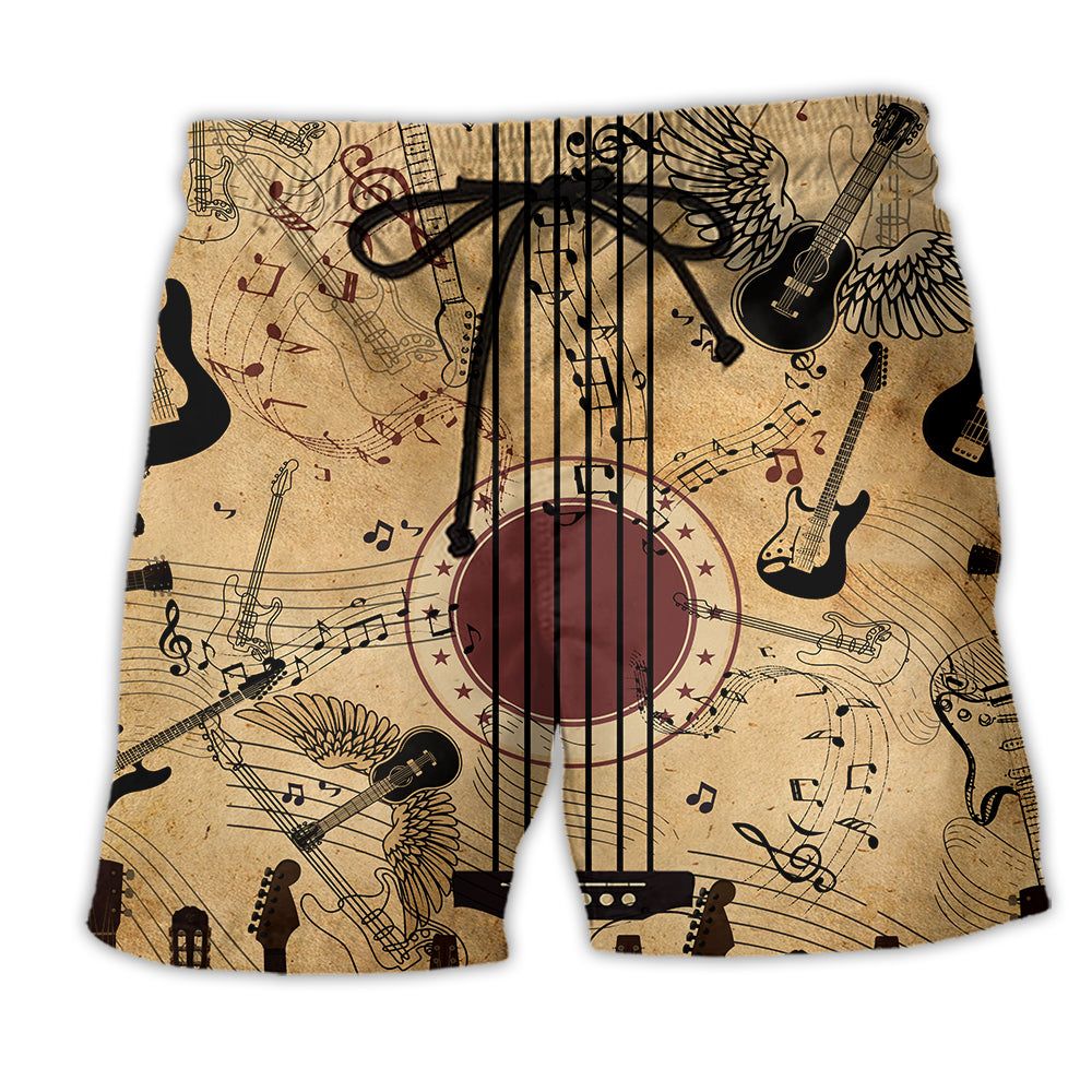 Music Amazing Guitar Vintage Trendy Aloha Hawaiian Beach Shorts Music Amazing Guitar Vintage Trendy Aloha Hawaiian Beach Shorts