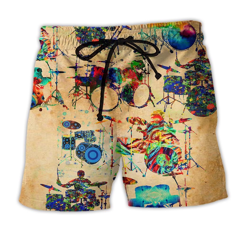 Music Colorful Vintage Drum Trendy Aloha Hawaiian Beach Shorts Music Colorful Vintage Drum Trendy Aloha Hawaiian Beach Shorts