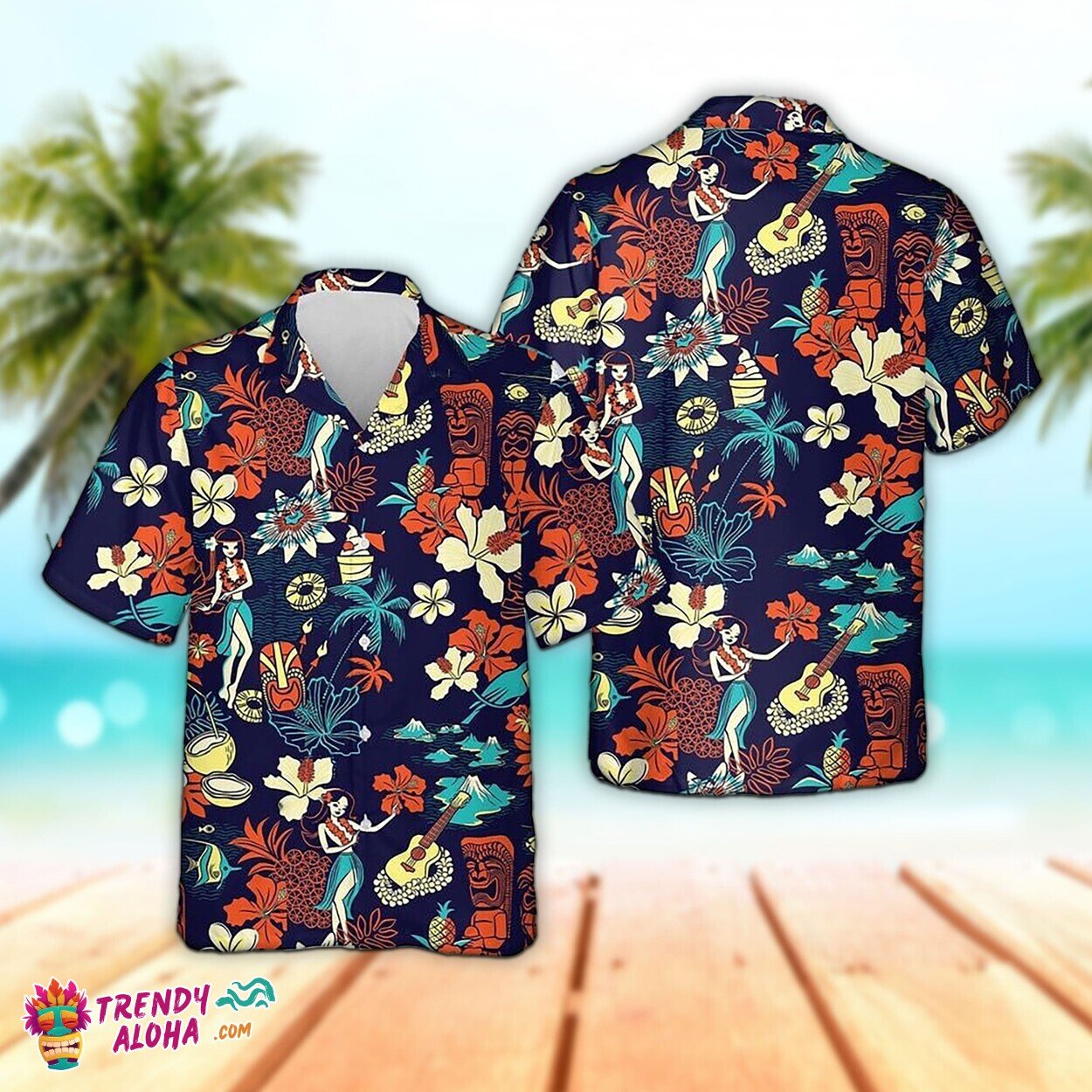 Music Dance Theme Unisex Hawaiian Shirt Aloha Tropical Pattern Short Top