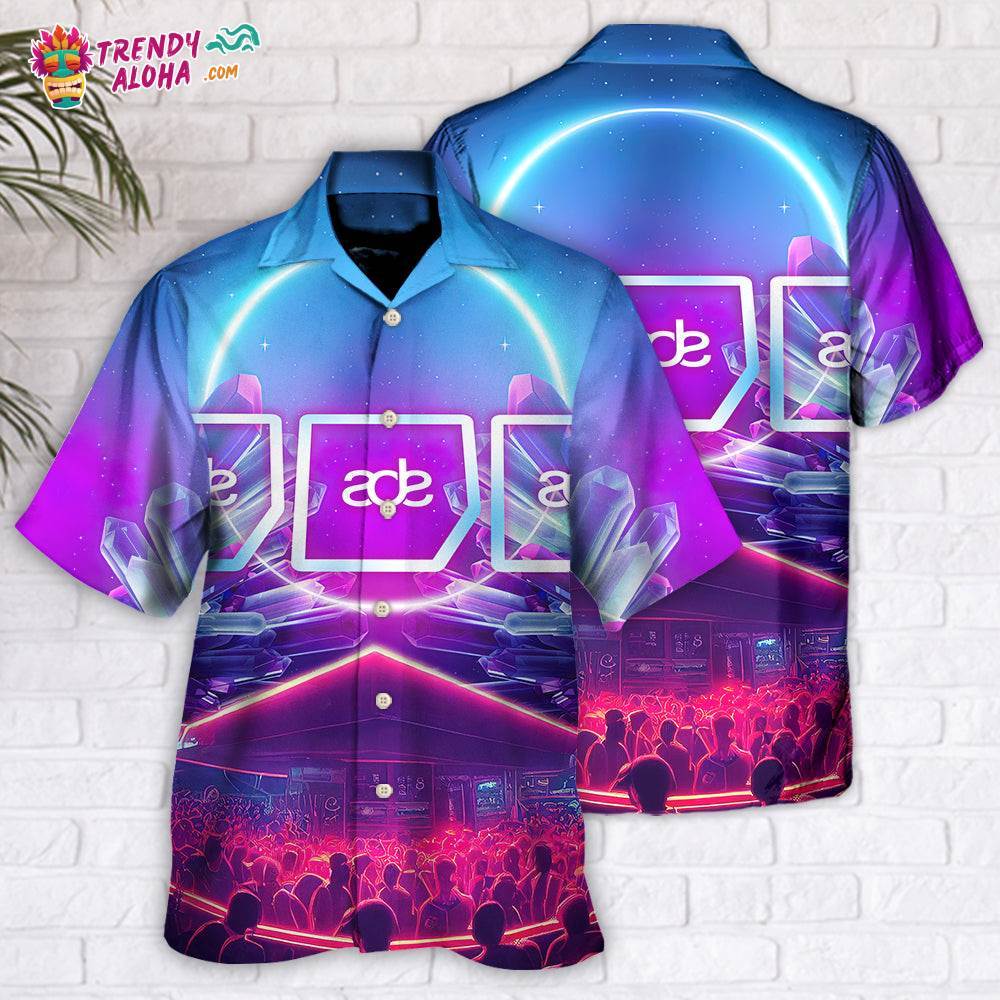 Music Event Amsterdam Dance Event Night Neon Crystal Hawaiian Shirt – Trendy Aloha