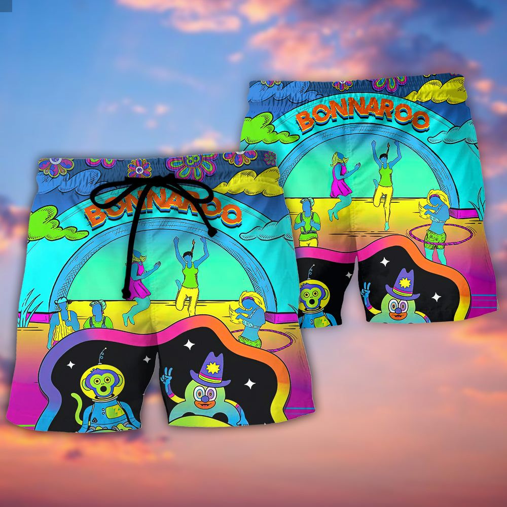 Music Event Bonnaroo Music Festival Lover Colorful Style Trendy Aloha Hawaiian Beach Shorts