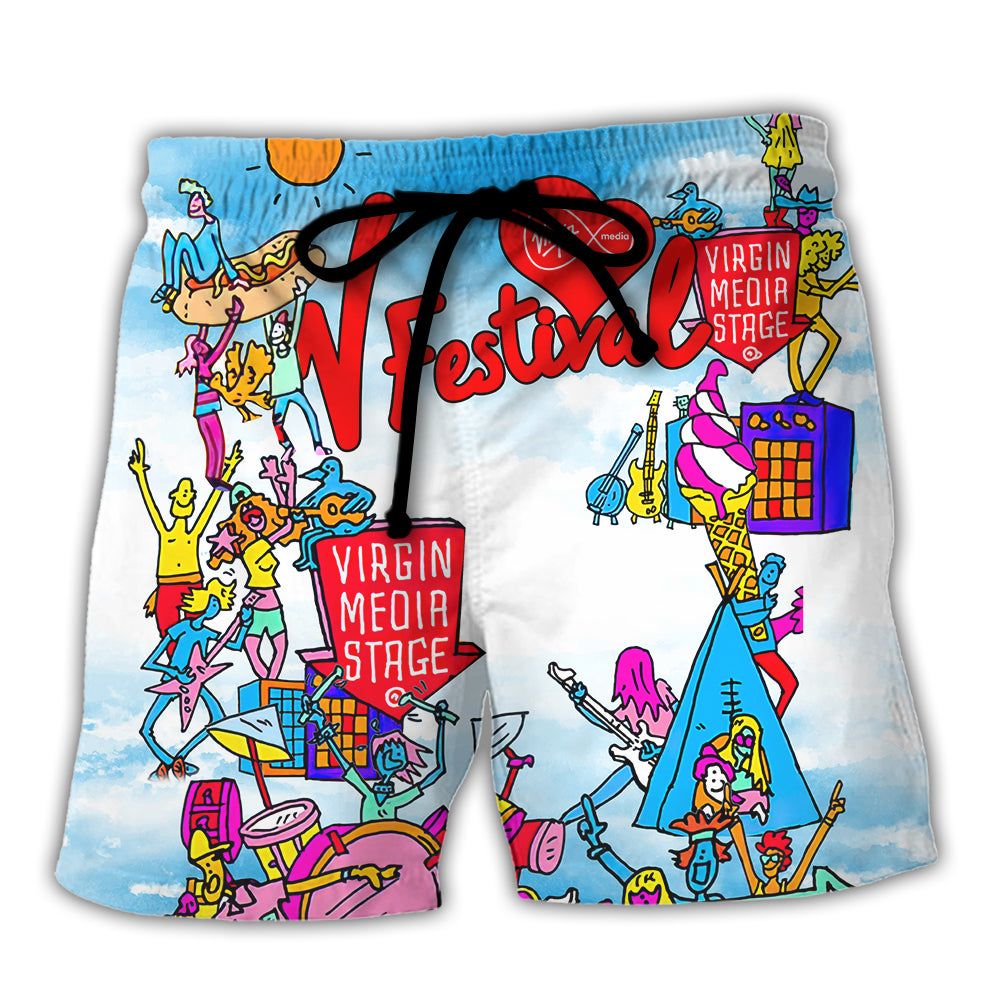 Music Event V Festival Youthful Trendy Aloha Hawaiian Beach Shorts Music Event V Festival Youthful Trendy Aloha Hawaiian Beach Shorts