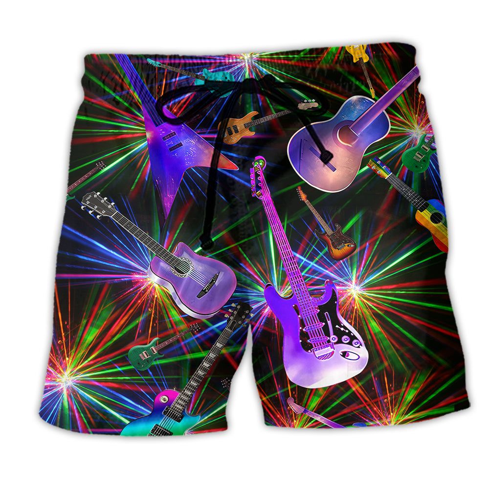 Music Guitar Love Neon Color Trendy Aloha Hawaiian Beach Shorts Music Guitar Love Neon Color Trendy Aloha Hawaiian Beach Shorts