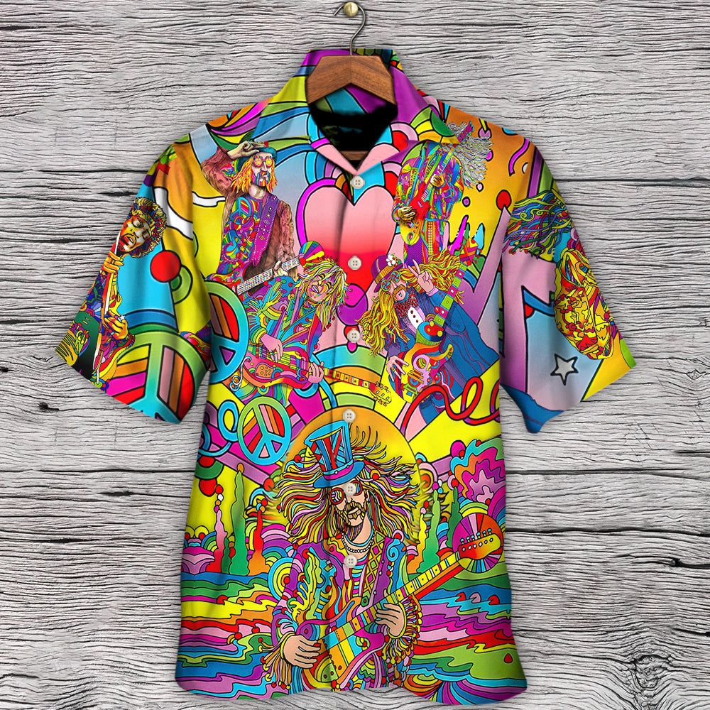 Music Guitar Psychedelic Hippie Musician Hawaiian Shirt