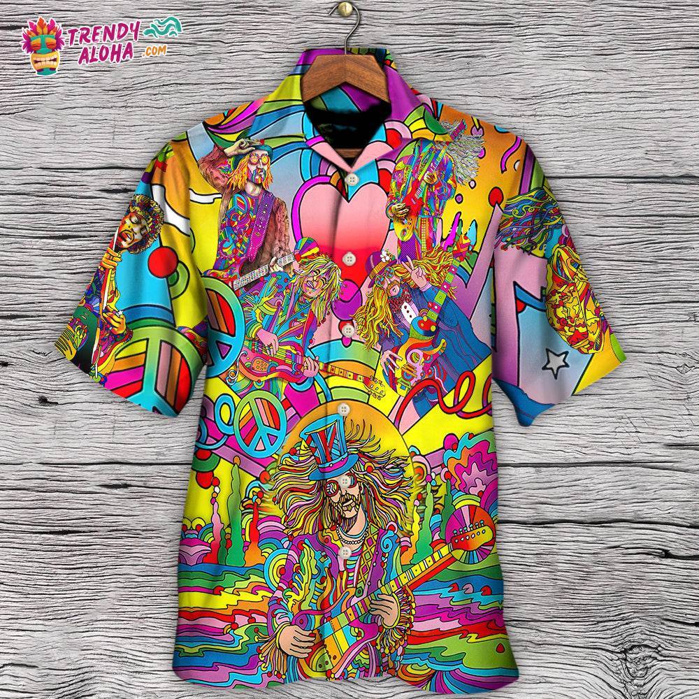 Music Guitar Psychedelic Hippie Musician Hawaiian Shirt – Trendy Aloha
