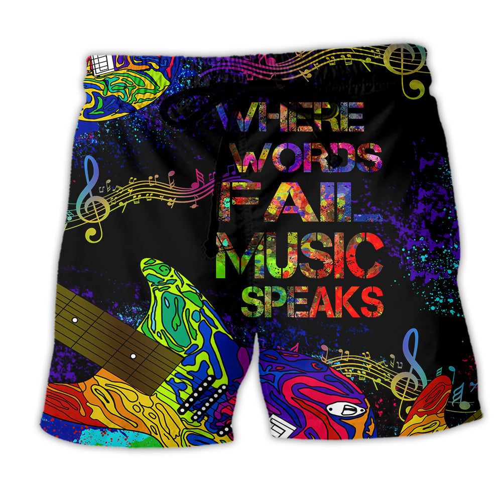 Music Guitar Where Music Speaks Colorful Trendy Aloha Hawaiian Beach Shorts Music Guitar Where Music Speaks Colorful Trendy Aloha Hawaiian Beach Shorts
