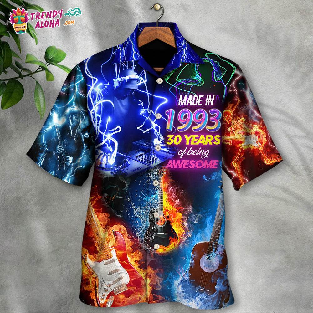 Music Is My Life Made In 1993 Neon Style Hawaiian Shirt – Trendy Aloha