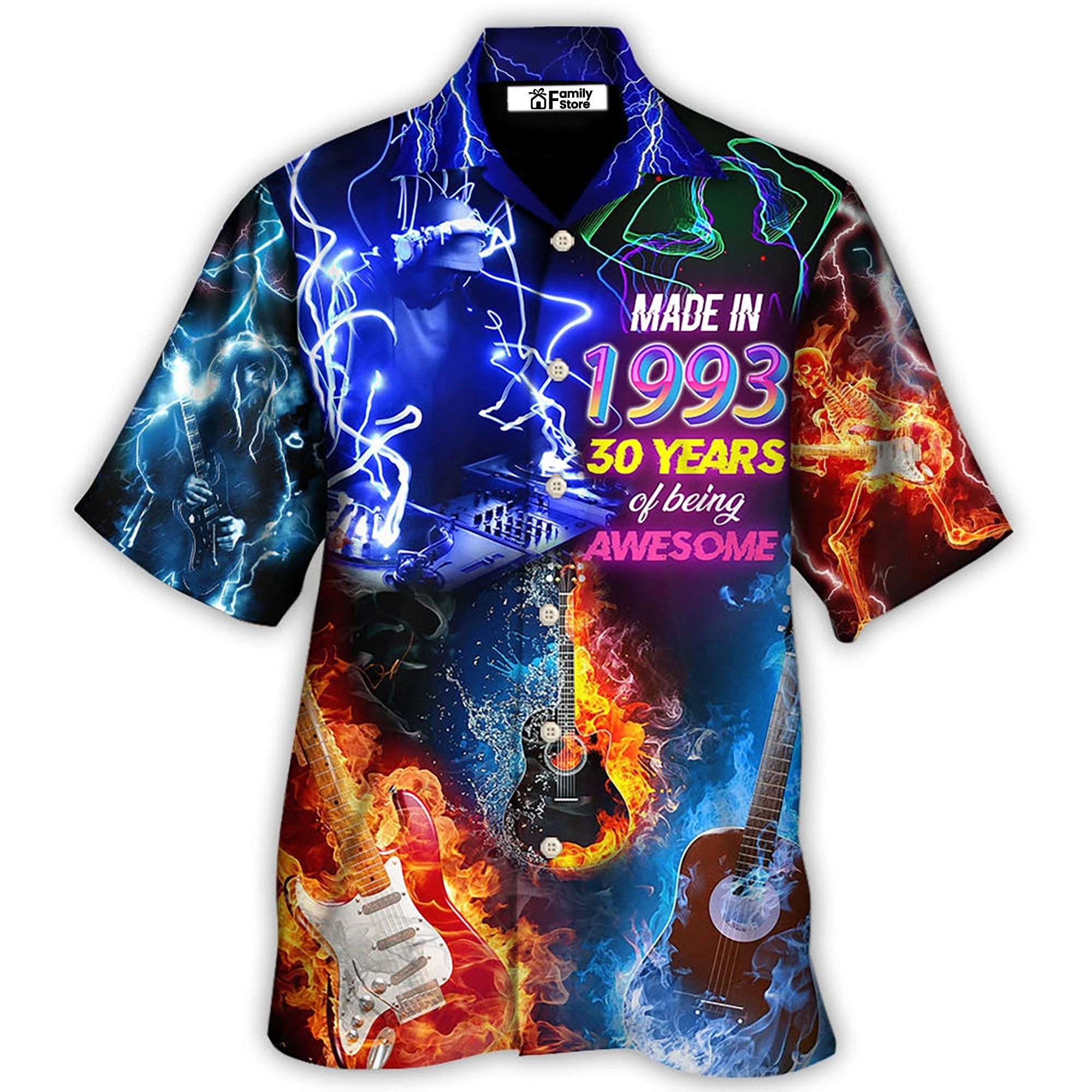 Music Is My Life Made In 1993 Neon Style Hawaiian Shirt Music Is My Life Made In 1993 Neon Style Hawaiian Shirt