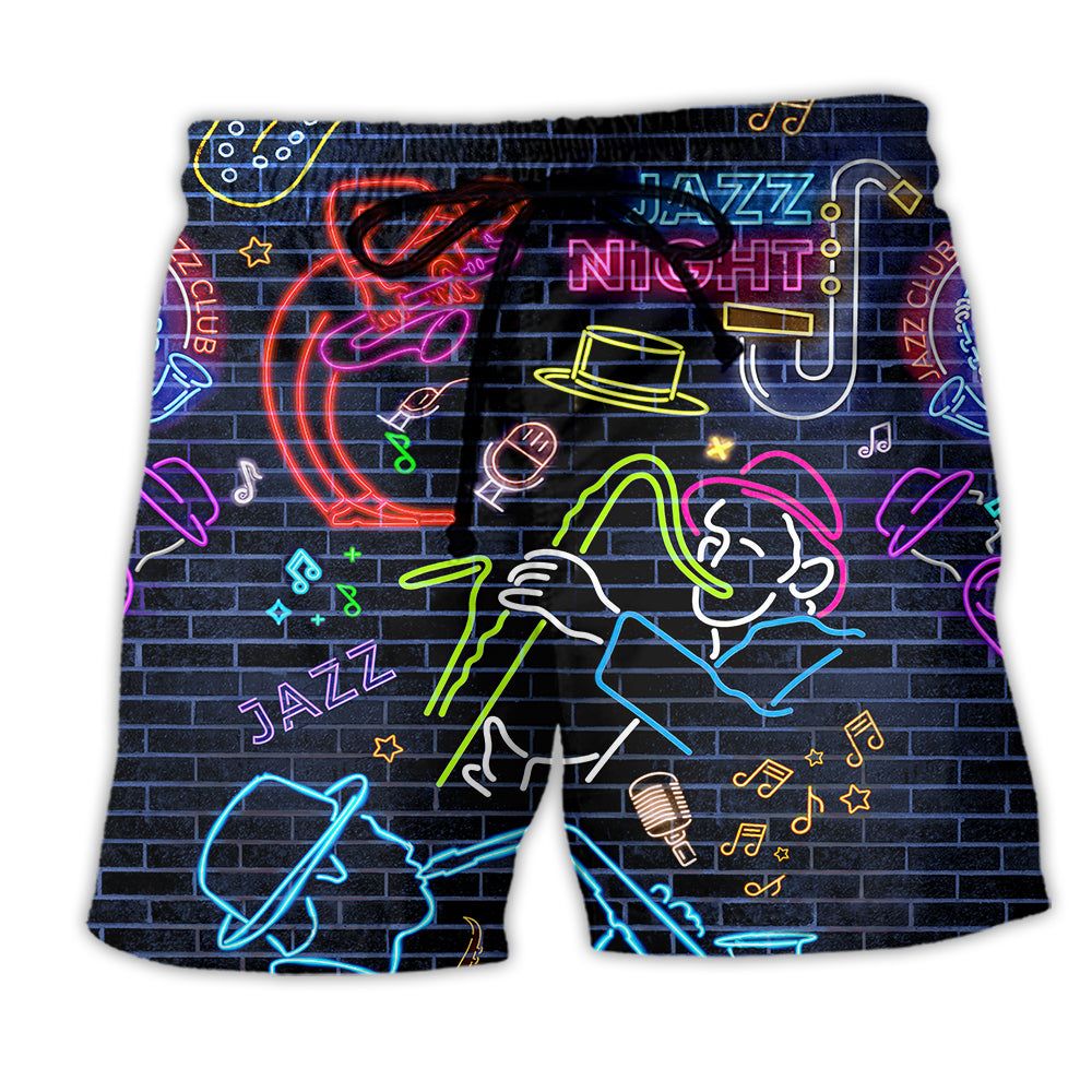 Music Love Saxophone Neon Purple Classic Trendy Aloha Hawaiian Beach Shorts Music Love Saxophone Neon Purple Classic Trendy Aloha Hawaiian Beach Shorts