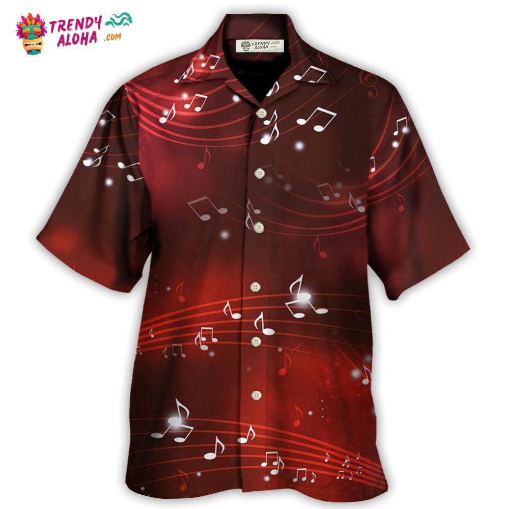 Music Musical Notes And Blurry Lights On Dark Red Hawaiian Shirt – Trendy Aloha