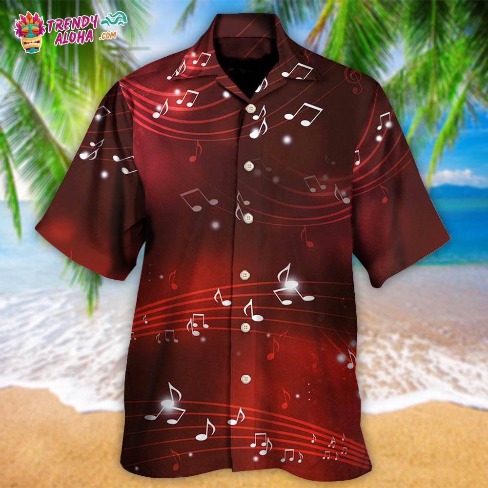 Music Musical Notes And Blurry Lights On Dark Red Hawaiian Shirt – Trendy Aloha