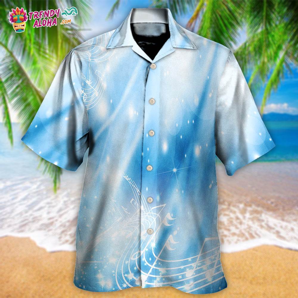 Music Musical Notes On A Dark Blue Hawaiian Shirt – Trendy Aloha