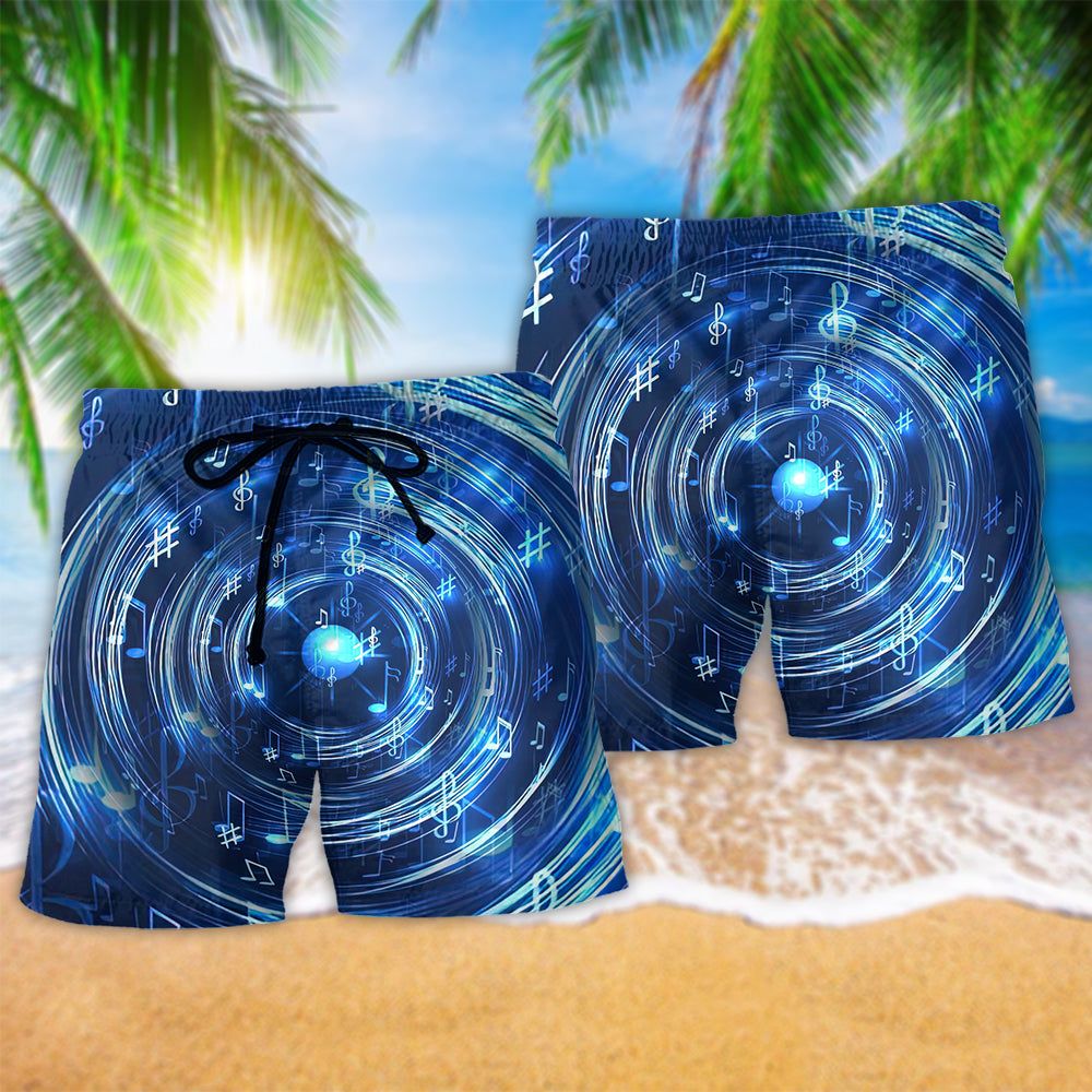 Music Neon Circle Music Notes Trendy Aloha Hawaiian Beach Shorts
