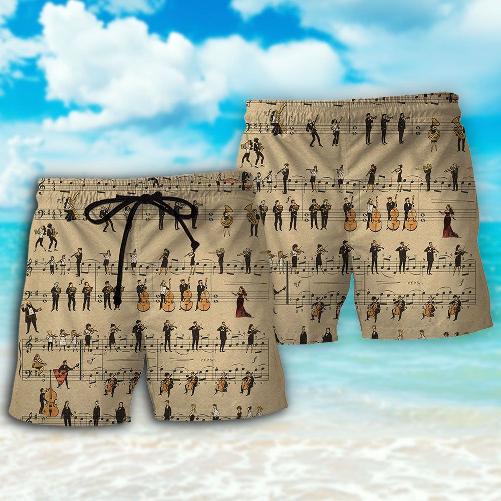 Music Note Retro Music Lover Trendy Aloha Hawaiian Beach Shorts
