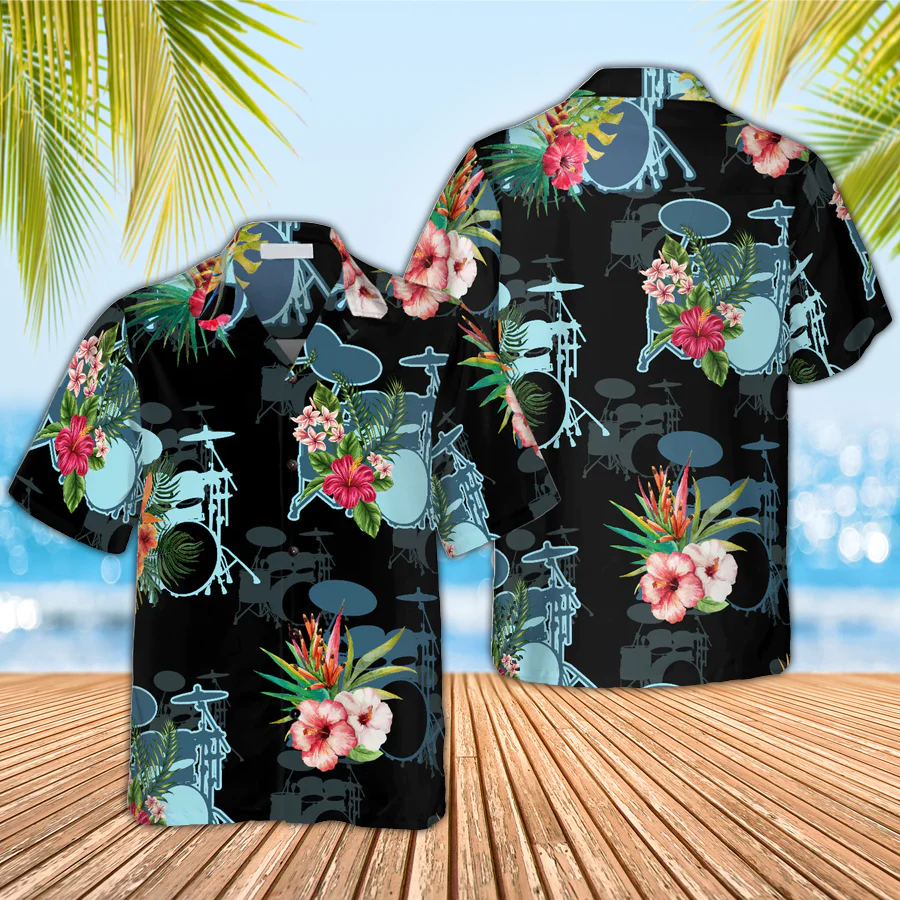 Musical Instrument Drums Trendy Hawaiian Shirt, Trendy Hawaiian Shirt For Men And Women