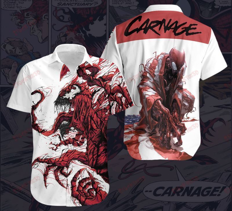 Mv Venom Trendy Hawaiian Shirt Carnage Red Symbiote Red White Hawaii Aloha Shirt