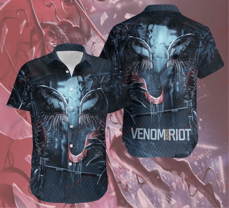 Mv Venom Trendy Hawaiian Shirt Venom Versus Riot Fighting Black Hawaii Aloha Shirt