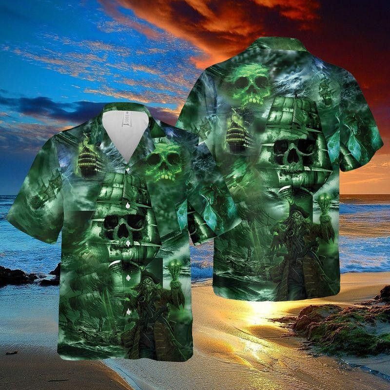 Mystery Of Ghost Ship Halloween Trendy Hawaiian Shirt, Unisex Print Aloha Short Sleeve Casual Shirt