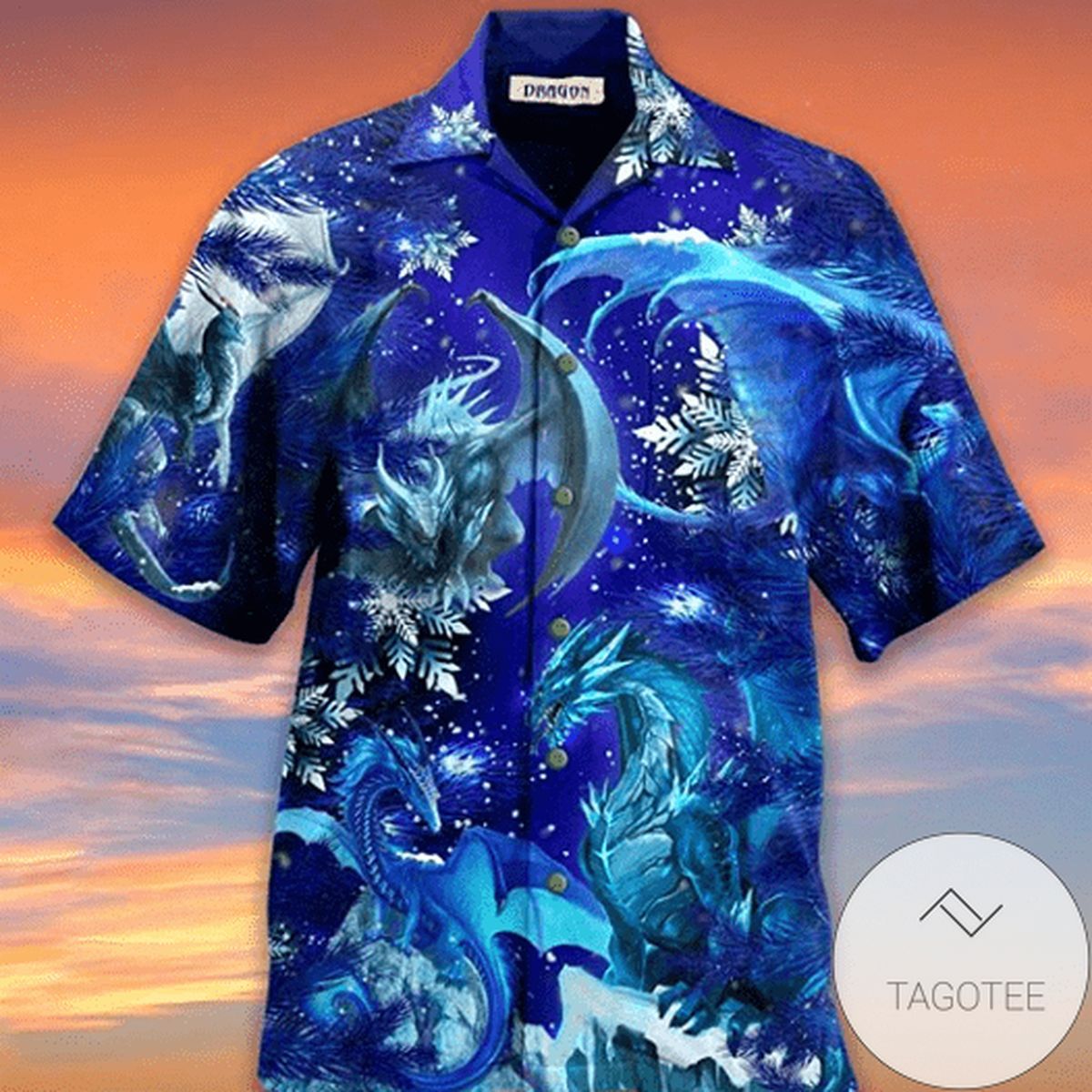 Mystical Blue Dragon Roaring Hawaiian Shirt Unique Wear