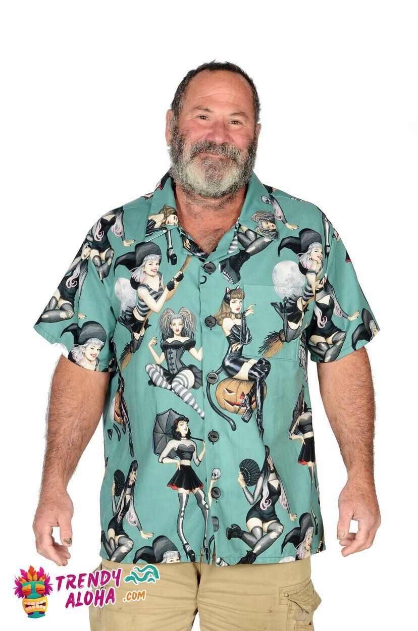 Mystical Witchy Fun Pattern Hawaiian Shirt for Spooky Gatherings