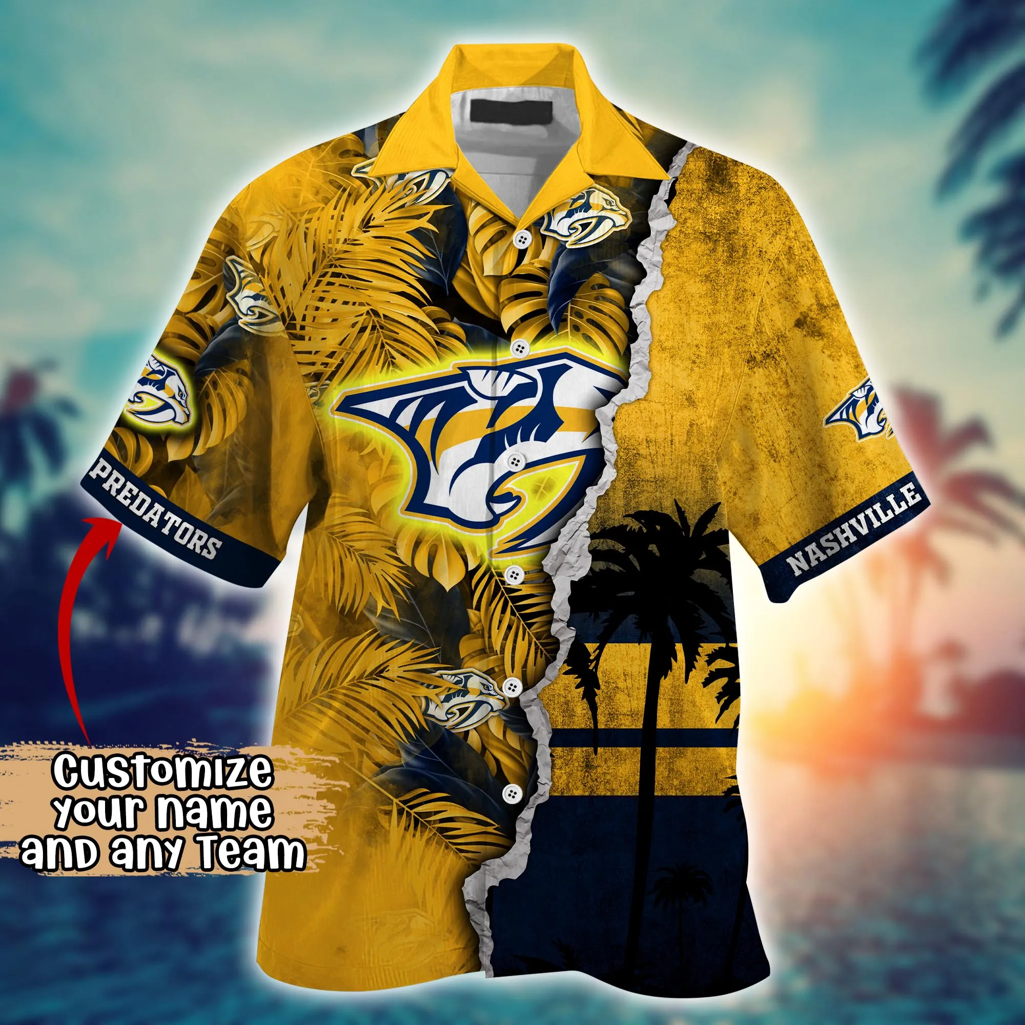 Nashville Predators NHL Hawaiian Shirt Custom Sea Breeze Aloha Shirt