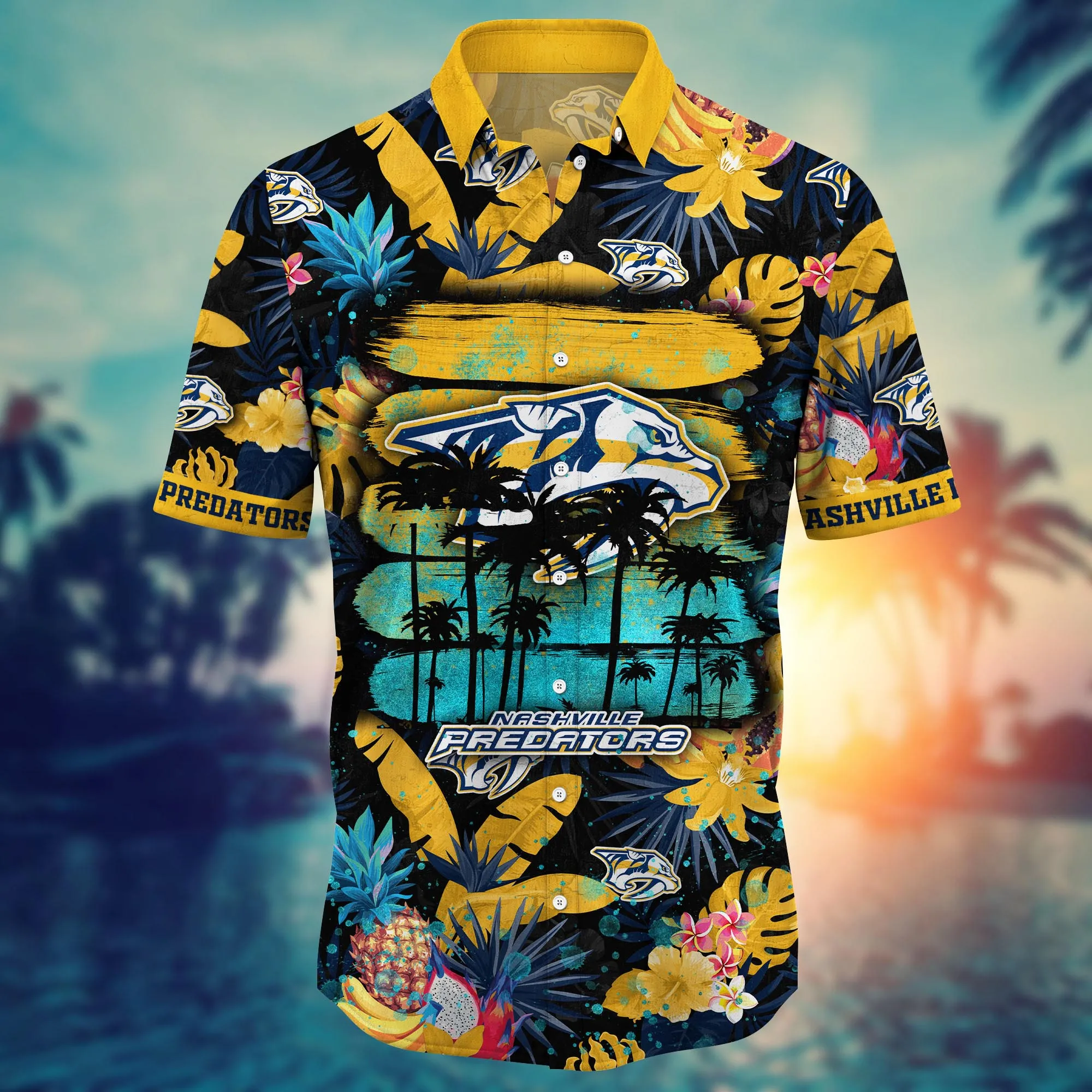 Nashville Predators NHL Hawaiian Shirt Sunningtime Aloha Shirt