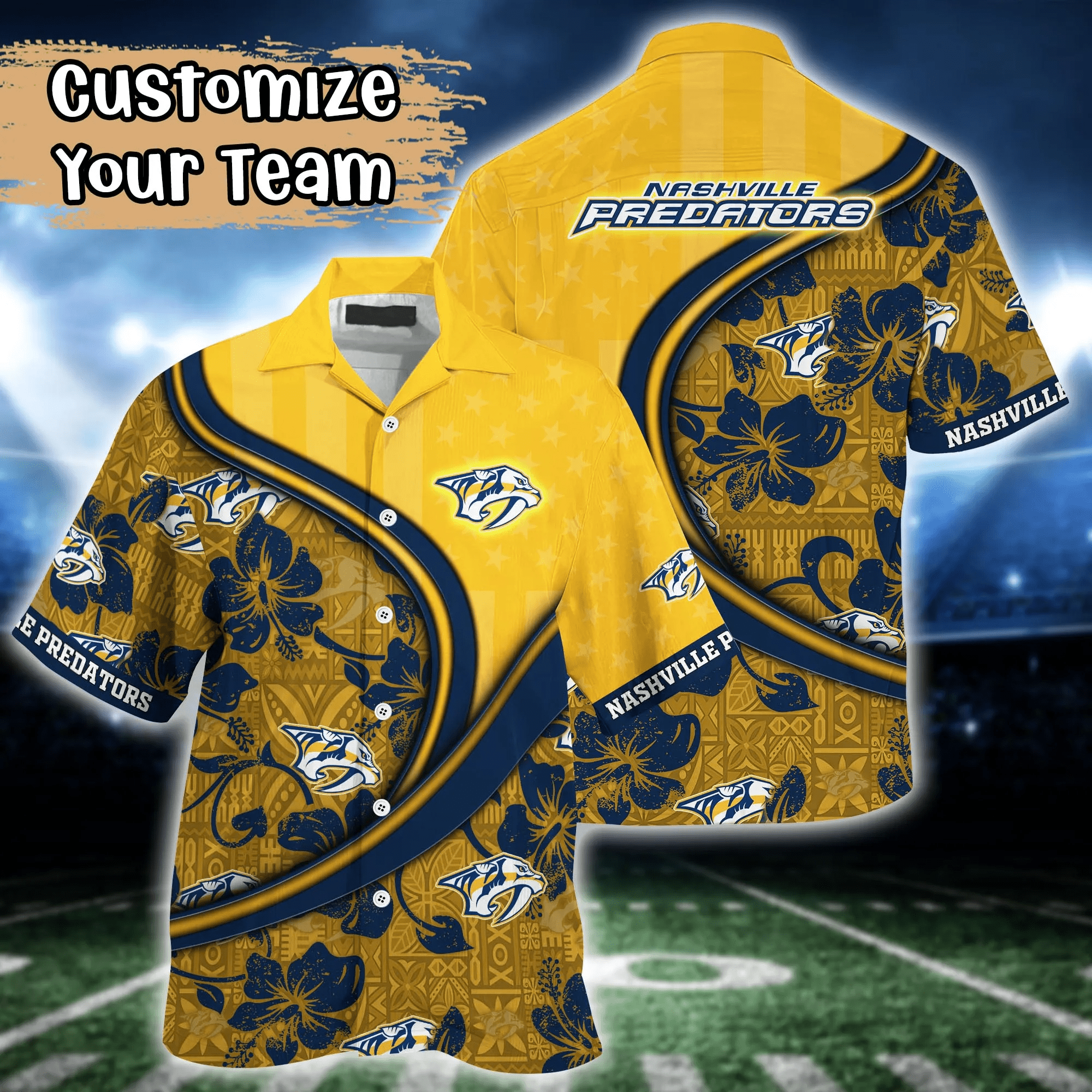 Nashville Predators NHL Us Flag Hawaiian Shirt Custom Summer Aloha Shirt