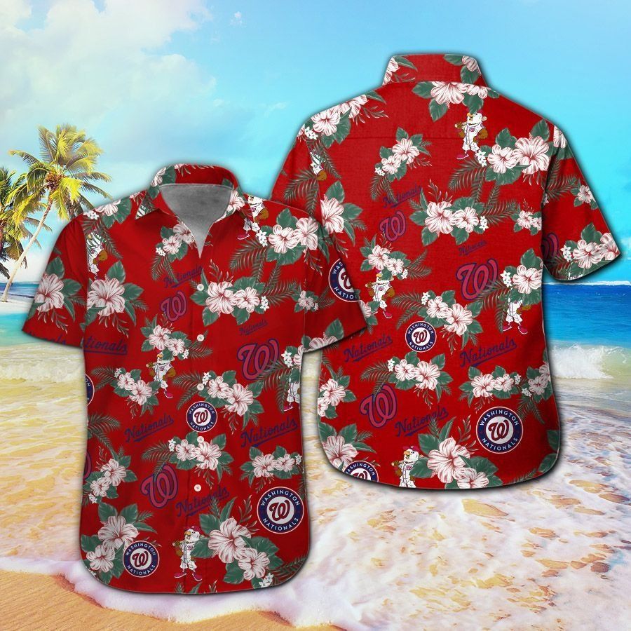 Nationals Washington Tropical Hawaiian Short Sleeve Shirt Aloha