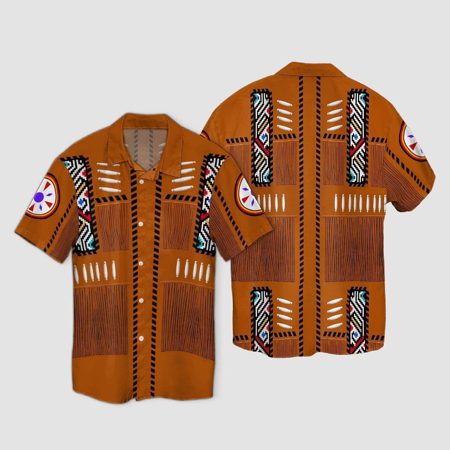 Native American Hawaii Shirt Orange Native American Pattern Trendy Hawaiian Shirt Native American Aloha Shirt