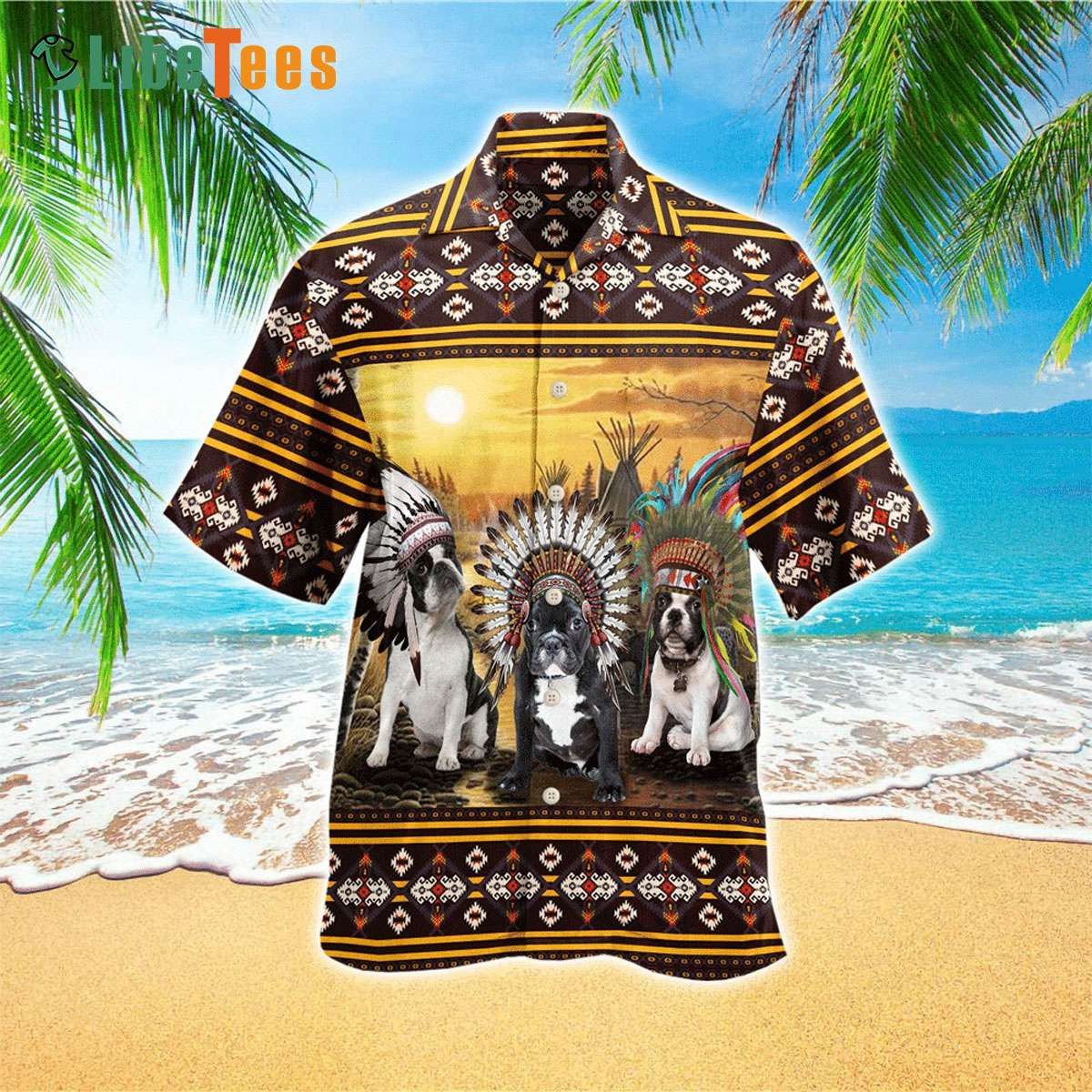 Native American Styled French Bulldog Hawaiian Shirt