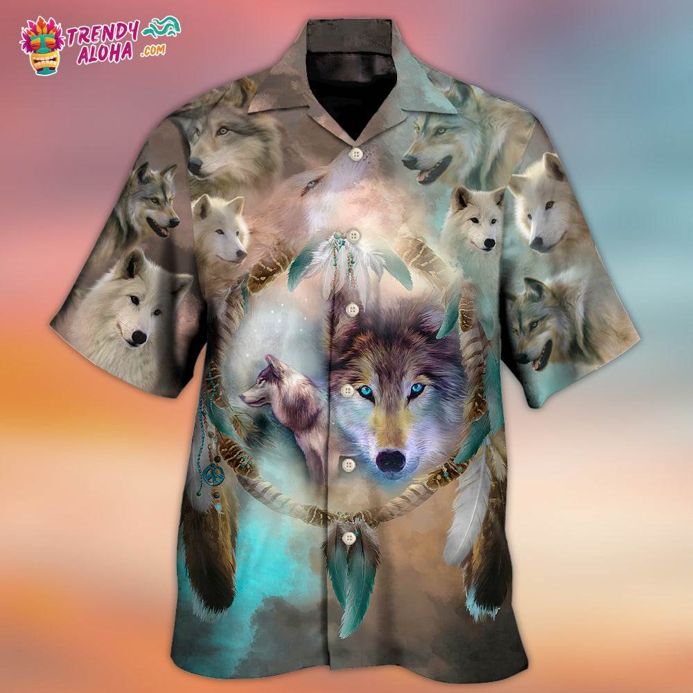 Native American Wolf Dream Catcher Art Style Hawaiian Shirt – Trendy Aloha