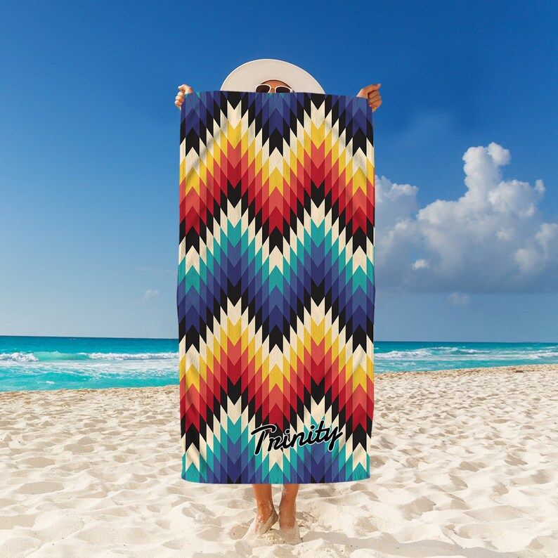 Native Aztec Pattern Custom Name Personalized Beach Towels Sunbathing