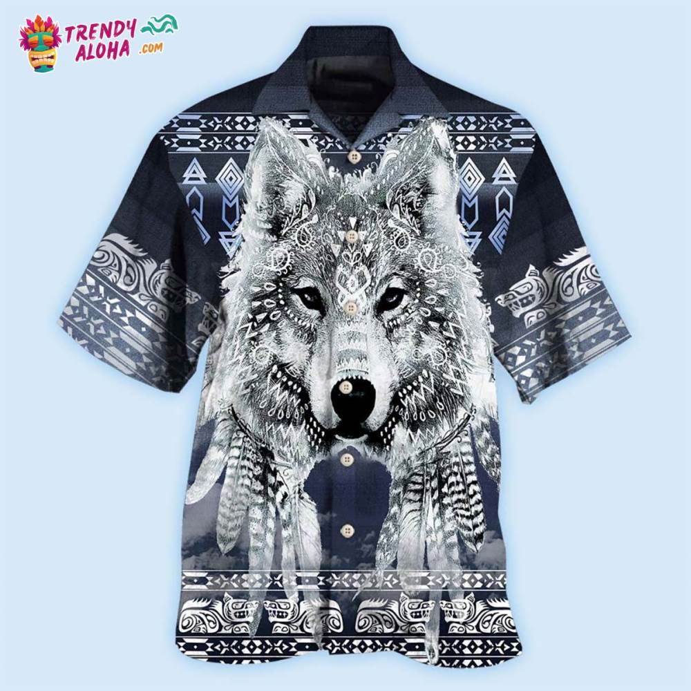 Native Style Love Peace Wolf Pattern Hawaiian Shirt – Trendy Aloha