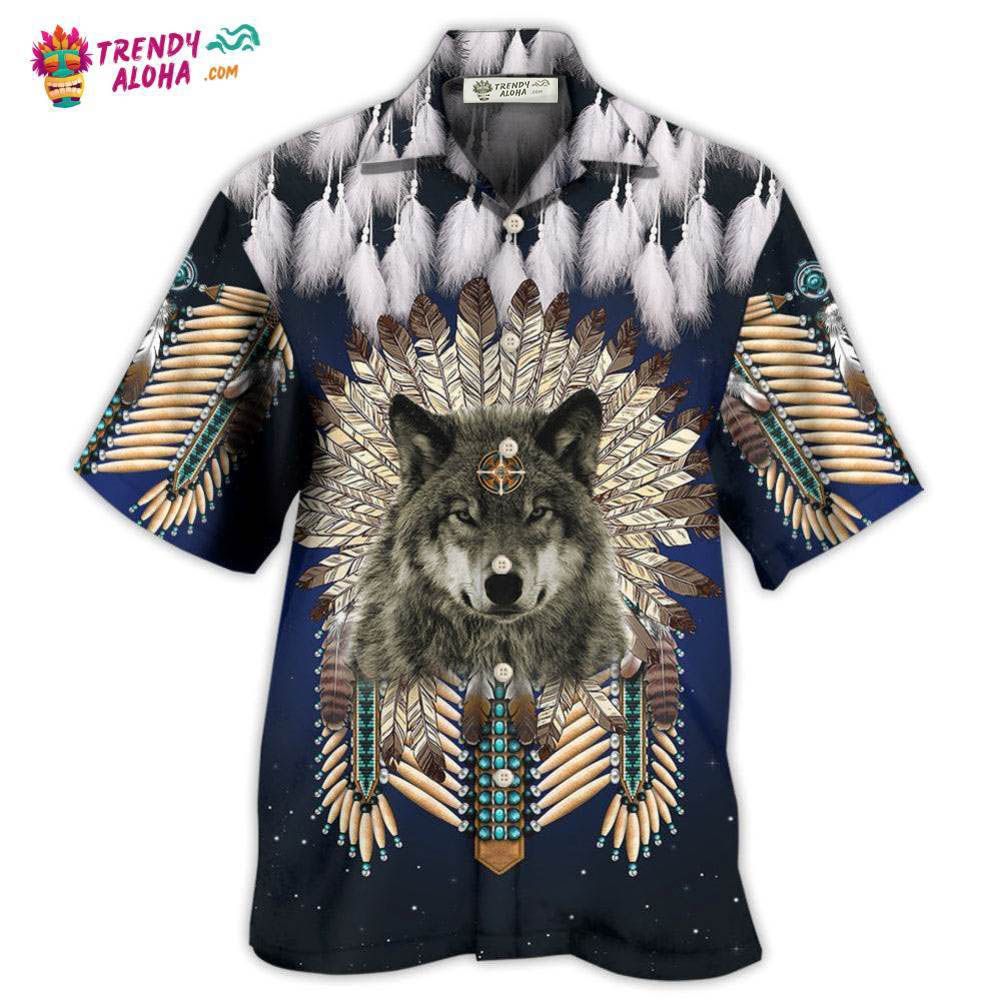Native Wolf Feathers Dark Style Hawaiian Shirt – Trendy Aloha Native Wolf Feathers Dark Style Hawaiian Shirt – Trendy Aloha