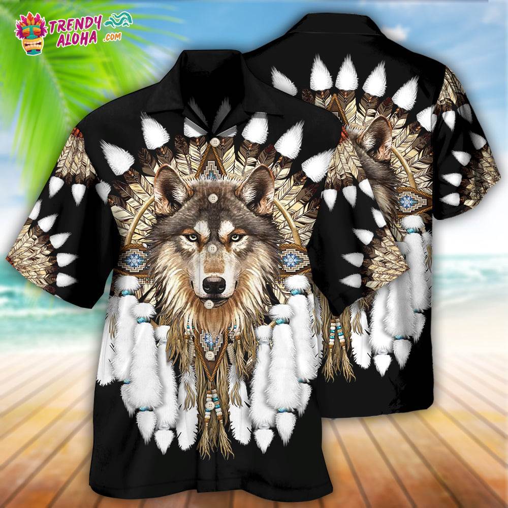 Native Wolf Hawaiian Shirt – Trendy Aloha