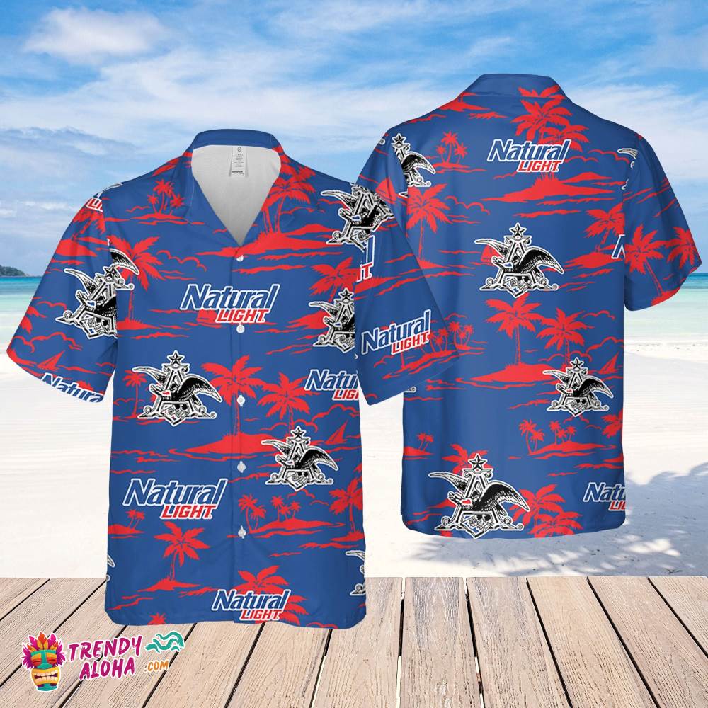 Natural Light Hawaiian Beach Pattern Shirt, Hawaii Beer Shirt, Natural Light Hawaiian Summer Shirt, Natural Light Aloha Shirt