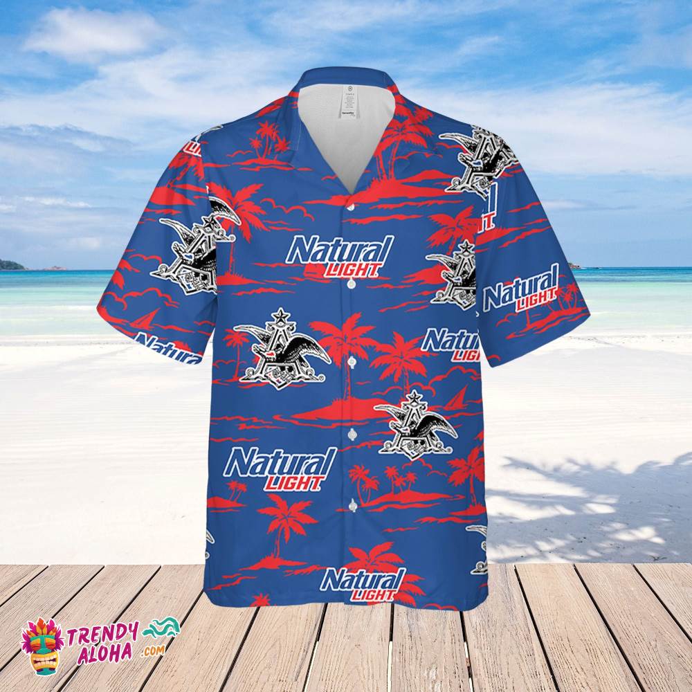 Natural Light Hawaiian Beach Pattern Shirt, Hawaii Beer Shirt, Natural Light Hawaiian Summer Shirt, Natural Light Aloha Shirt