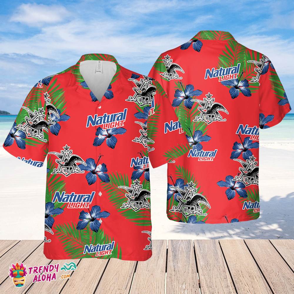 Natural Light Hawaiian Hibiscus Flower Pattern,Tropical Beach Shirt, Hawaiian Flower Shirt, Hawaiian Beer Shirt Natural Light Hawaiian Hibiscus Flower Pattern,Tropical Beach Shirt, Hawaiian Flower Shirt, Hawaiian Beer Shirt