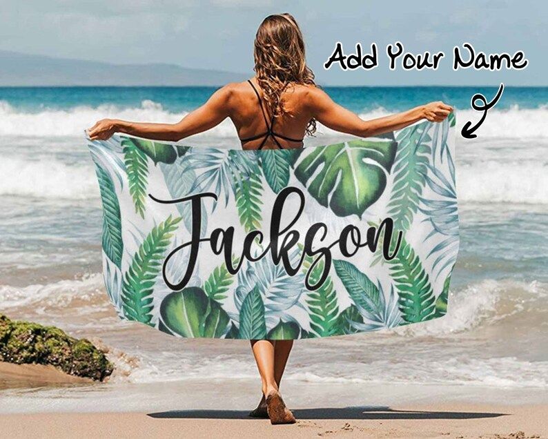 Nature Inspired Leaves Personalized Beach Towels Perfect for Pools