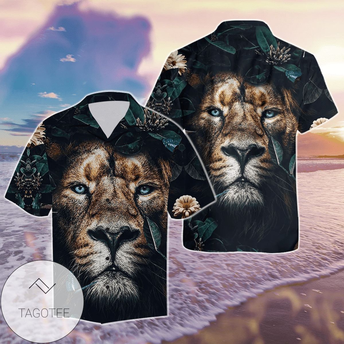 Nature Lion Flower Elegance Design Hawaiian Shirt Exclusive Tropical Style