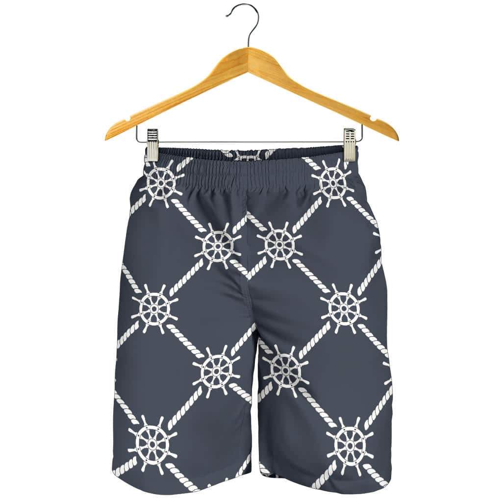Nautical Steering Wheel Rope Pattern For Men Women Kid Shorts